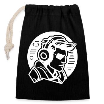 Video Games Lovers - Closable cotton gift bag (14x20cm) - black - Front