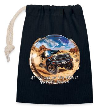 Jimny 4x4 Offroad Off Road End Street - Verschließbarer Geschenkbeutel aus Baumwolle (14x20cm) - Navy - Vorne