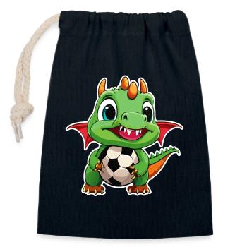02 Baby Drache mit Fussball Kinderbild lustig - Verschließbarer Geschenkbeutel aus Baumwolle (14x20cm) - Navy - Vorne