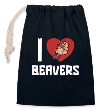 I love Beavers Eurasian Castor Canadensis Beaver - Closable cotton gift bag (14x20cm) - navy - Front
