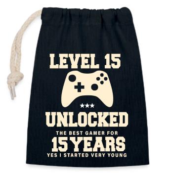 Level 15 Vintage Retro Vintage Geburtstag - Verschließbarer Geschenkbeutel aus Baumwolle (14x20cm) - Navy - Vorne