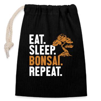 Eat Sleep Bonsai Repeat Indoor Bonsai Bonsai Schalen - Verschließbarer Geschenkbeutel aus Baumwolle (14x20cm) - Schwarz - Vorne