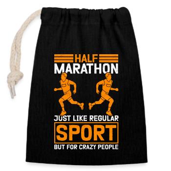 Coureur de semi-marathon Cadeau de semi-marathon - Sac cadeau en coton avec cordon (14 x 20 cm) - noir - Devant