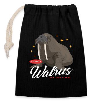 Walrus Walrus Gift - Closable cotton gift bag (14x20cm) - black - Front