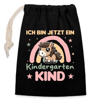 I'm a Kindergarten Child Rainbow Horse - Closable cotton gift bag (14x20cm) - black - Front