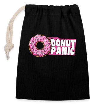 Donut Panic Donut glasierter Maker Liebhaber Donut - Verschließbarer Geschenkbeutel aus Baumwolle (14x20cm) - Schwarz - Vorne