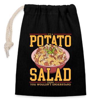 Salade de pommes de terre Cadeau de salade de pommes de terre - Sac cadeau en coton avec cordon (14 x 20 cm) - noir - Devant