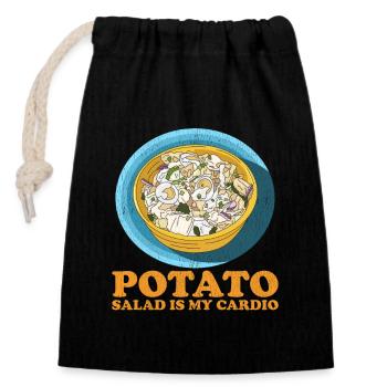 Salade de pommes de terre Cadeau de salade de pommes de terre - Sac cadeau en coton avec cordon (14 x 20 cm) - noir - Devant