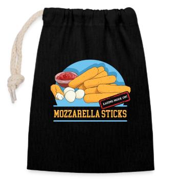 Mozzarella Sticks Käseliebhaber Geschenk - Verschließbarer Geschenkbeutel aus Baumwolle (14x20cm) - Schwarz - Vorne