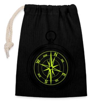 compass - Closable cotton gift bag (14x20cm) - black - Front