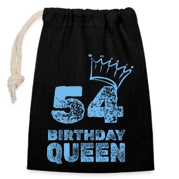 Age 54 - Closable cotton gift bag (14x20cm) - black - Front