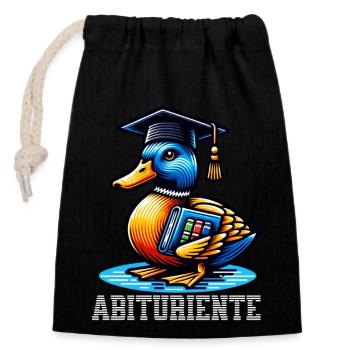 Abituriente Abi Motto - Sac cadeau en coton avec cordon (14 x 20 cm) - noir - Devant