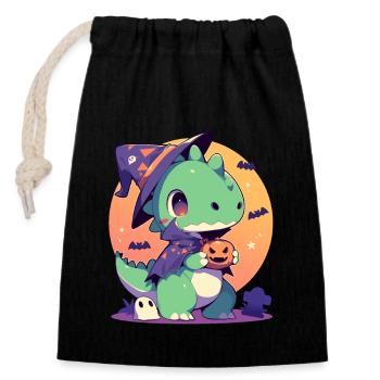 Dinosaure mignon d’Halloween - Sac cadeau en coton avec cordon (14 x 20 cm) - noir - Devant