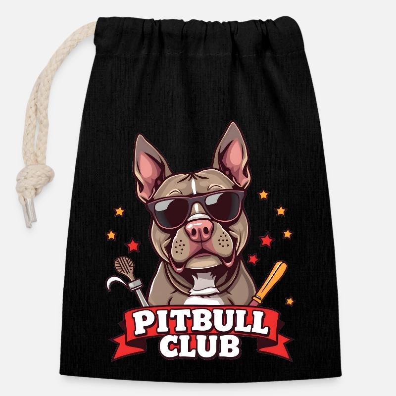 Pitbull Club – Muskelpaket auf vier Pfoten! - Verschließbarer Geschenkbeutel aus Baumwolle (14x20cm) - Schwarz