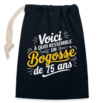 75-year-old bogosse - Closable cotton gift bag (14x20cm) - navy - Front