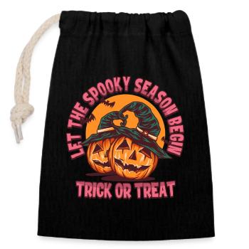 Citrouille d’Halloween d’ambiance effrayante - Sac cadeau en coton avec cordon (14 x 20 cm) - noir - Devant