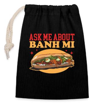 Banh Mi Bánh Mì Geschenk - Verschließbarer Geschenkbeutel aus Baumwolle (14x20cm) - Schwarz - Vorne