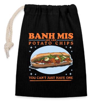Banh Mi Sandwiches Bánh Mì Geschenke - Verschließbarer Geschenkbeutel aus Baumwolle (14x20cm) - Schwarz - Vorne