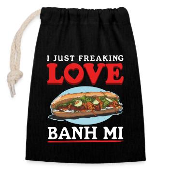 Banh Mi Sandwiches Bánh Mì Geschenke - Verschließbarer Geschenkbeutel aus Baumwolle (14x20cm) - Schwarz - Vorne