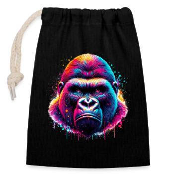 Gorilla - Verschließbarer Geschenkbeutel aus Baumwolle (14x20cm) - Schwarz - Vorne