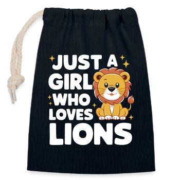 Lion Lion Animal Africa - Closable cotton gift bag (14x20cm) - navy - Front