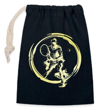 Joueurs de tennis - Sac cadeau en coton avec cordon (14 x 20 cm) - bleu marine - Devant