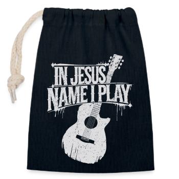 Divine service with guitar - Closable cotton gift bag (14x20cm) - navy - Front