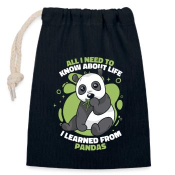 J’ai appris des pandas panda ours ami géant - Sac cadeau en coton avec cordon (14 x 20 cm) - bleu marine - Devant