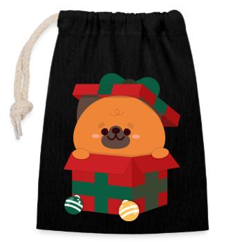 German Shepherd Puppy Christmas Present - Closable cotton gift bag (14x20cm) - black - Front