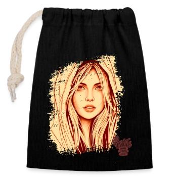 positive mind vibes life, Positive thinking - Closable cotton gift bag (14x20cm) - black - Front