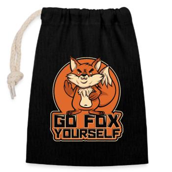 Go Fox Yourself Canidae Caninae Rotfuchs Fuchs Liebhaber - Verschließbarer Geschenkbeutel aus Baumwolle (14x20cm) - Schwarz - Vorne