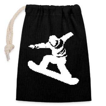 Snowboarder Pixel Grafik - Verschließbarer Geschenkbeutel aus Baumwolle (14x20cm) - Schwarz - Vorne