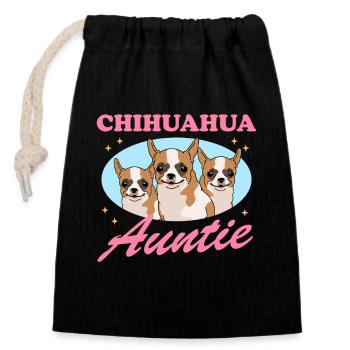 Chihuahua Tante Chihuahua Cadeau - Sac cadeau en coton avec cordon (14 x 20 cm) - noir - Devant