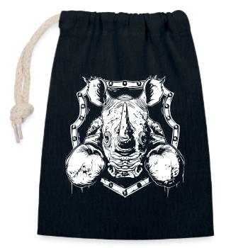 Rhino Boxer Fighter - Sac cadeau en coton avec cordon (14 x 20 cm) - bleu marine - Devant