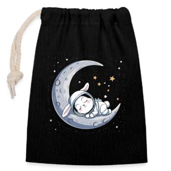 Cute Moon Bunny - Voyage d’astronaute onirique - Sac cadeau en coton avec cordon (14 x 20 cm) - noir - Devant