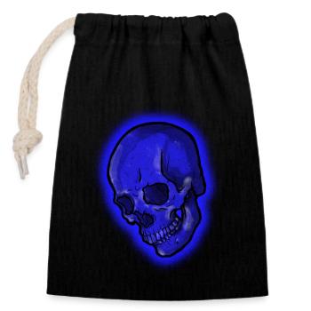 Blue Skull - Verschließbarer Geschenkbeutel aus Baumwolle (14x20cm) - Schwarz - Vorne