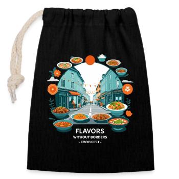 Street Food Festival - Closable cotton gift bag (14x20cm) - black - Front