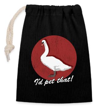 Swan Swans Swan Lover Gift - Closable cotton gift bag (14x20cm) - black - Front