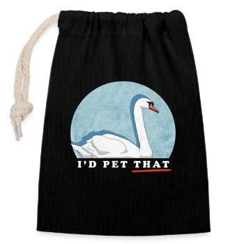Swan Swans Swan Lover Gifts - Closable cotton gift bag (14x20cm) - black - Front