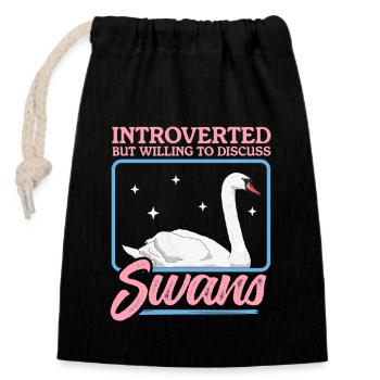 Swans Swan Swan Lover Gift - Closable cotton gift bag (14x20cm) - black - Front