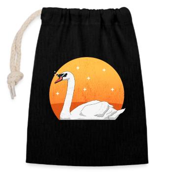 Swan Swans Swan Lover Gift - Closable cotton gift bag (14x20cm) - black - Front