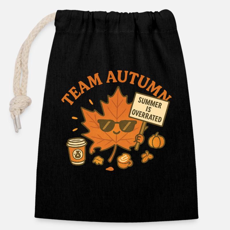 L’équipe Automne - L’été est surestimé - Sac cadeau en coton avec cordon (14 x 20 cm) - noir