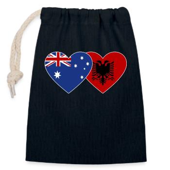 Australie, Albanie, Drapeau, Coeur - Sac cadeau en coton avec cordon (14 x 20 cm) - bleu marine - Devant