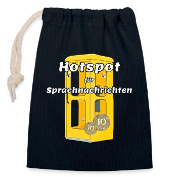 Point d’accès pour les messages vocaux, cabine téléphonique jaune - Sac cadeau en coton avec cordon (14 x 20 cm) - bleu marine - Devant