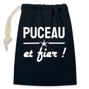Puceau - Sac cadeau en coton avec cordon (14 x 20 cm) - bleu marine - Devant
