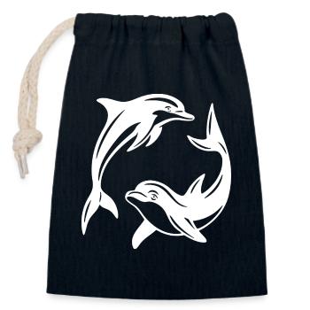 Dolphin Circle Design for Eco-Friendly Apparel - Closable cotton gift bag (14x20cm) - navy - Front