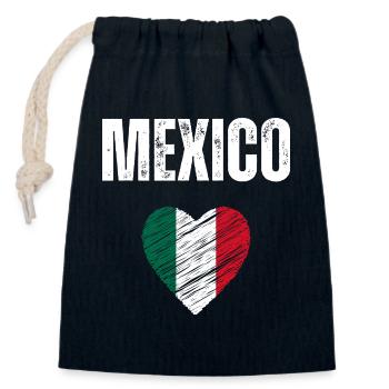 J’aime le Mexique, drapeau du Mexique - Sac cadeau en coton avec cordon (14 x 20 cm) - bleu marine - Devant