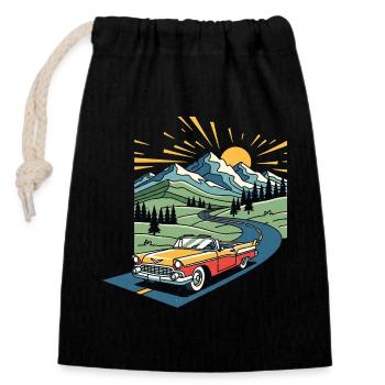 Vieille voiture de la vieille école - Sac cadeau en coton avec cordon (14 x 20 cm) - noir - Devant