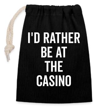 Je préfère être au casino - Sac cadeau en coton avec cordon (14 x 20 cm) - noir - Devant