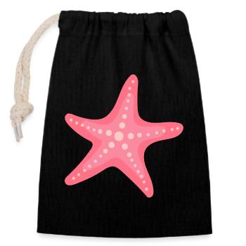 Pastel Pink Starfish – Sleek Marine Pattern - Closable cotton gift bag (14x20cm) - black - Front